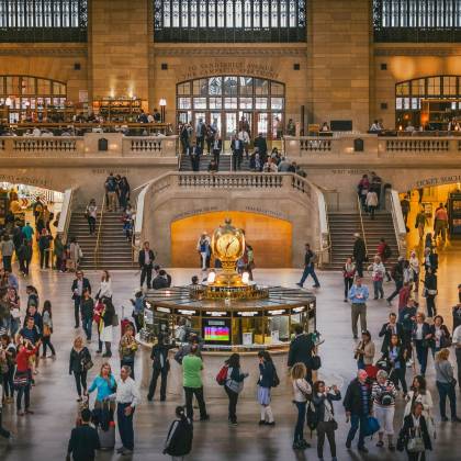 A Busy Day Inside Grand Central Terminal With Commuters And Tourists In New York City.