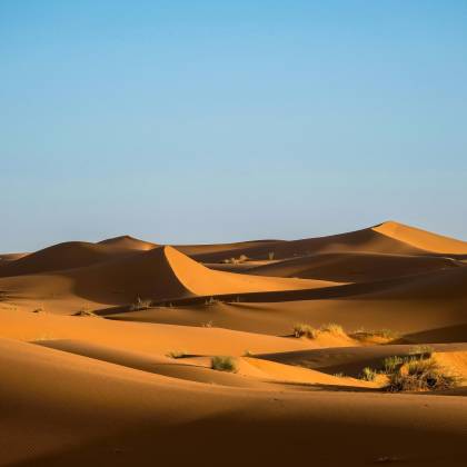 Scenic View Of Sahara Desert Sand Dunes In Morocco Showcasing Natural Beauty And Tranquility.